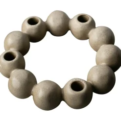 DBKD Ljusstakar-BRIGHT CANDLE round beige Ljusstake Ø27 cm Vit