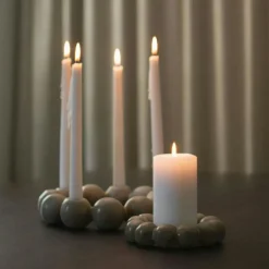 DBKD Ljusstakar-BRIGHT CANDLE round beige Ljusstake Ø27 cm Vit