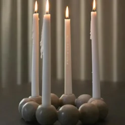 DBKD Ljusstakar-BRIGHT CANDLE round beige Ljusstake Ø27 cm Vit