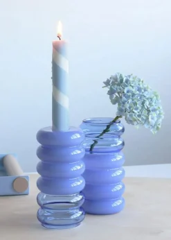 Design Letters Ljusstakar|Vaser-Bubble Vas & Ljusstake 2-in-1, Blå