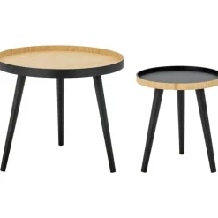 Cappuccino Soffbord 2 Delar, Svart / Natur