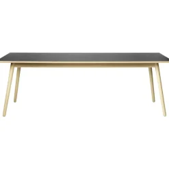 FDB Møbler Matbord Och Barbord-C35C Matbord 220 cm, Lackerad Ek / Svart Linoleum