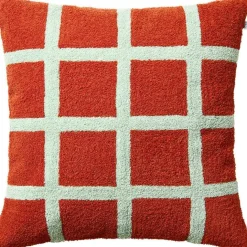 Check Kuddfodral 50x50 cm, Apricot Orange / Aqua