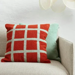 Check Kuddfodral 50x50 cm, Apricot Orange / Aqua