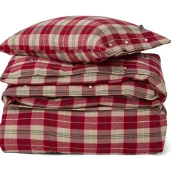 Lexington Bäddset-Checked Cotton Flannel Bäddset Röd / Beige / Grön / Vit, 150x210 cm