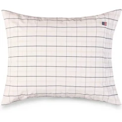 Lexington Örngott-Checked Cotton Poplin Örngott Vit / Beige / Marinblå, 65x65 cm