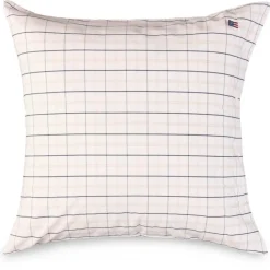 Lexington Örngott-Checked Cotton Poplin Örngott Vit / Beige / Marinblå, 65x65 cm