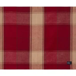 Checked Linen/Cotton Bordstablett 40x50 cm, Beige / Röd