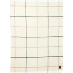 Checked Recycled Wool Pläd 130x170 cm, Off-white / Grå / Beige