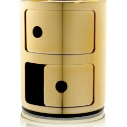 Kartell Hurtsar|Sängbord & Nattduksbord-Componibili Metal Förvaring Med 2 Fack, Guld