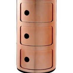 Kartell Hurtsar|Sängbord & Nattduksbord-Componibili Metal Förvaring Med 3 Fack, Koppar