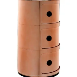 Kartell Hurtsar|Sängbord & Nattduksbord-Componibili Metal Förvaring Med 3 Fack, Koppar