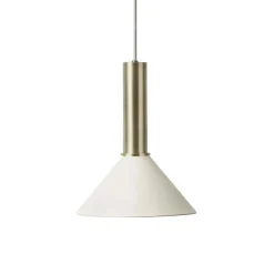 Cone Pendel Hög, Ljusgrå/Mässing