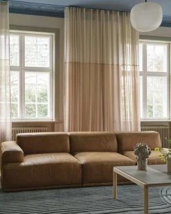 Muuto Modulsoffor|3-Sitssoffor-Connect Soft Modulär 3-sitssoffa Med Öppen Vänstersida, Grace Leather Cognac