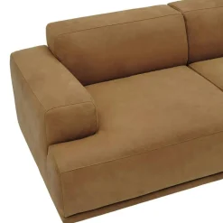 Muuto Modulsoffor|3-Sitssoffor-Connect Soft Modulär 3-sitssoffa Med Öppen Vänstersida, Grace Leather Cognac