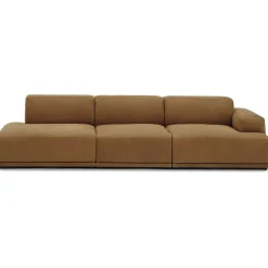 Muuto Modulsoffor|3-Sitssoffor-Connect Soft Modulär 3-sitssoffa Med Öppen Vänstersida, Grace Leather Cognac