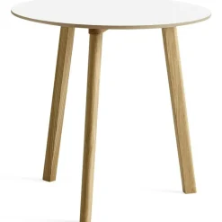 HAY Matbord Och Barbord-CPH Deux 220 2.0 Bord Ø75 cm, Stone Grey / Vattenbaserad Lackad Ek