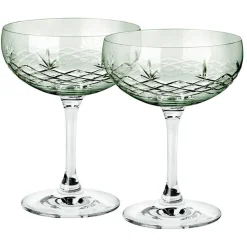 Frederik Bagger Martiniglas & Cocktailglas|Champagneglas-Crispy Gatsby Champagnekupa 2-Pack, Emerald
