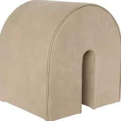 Curved Sittpuff Läder, Ljusbrun