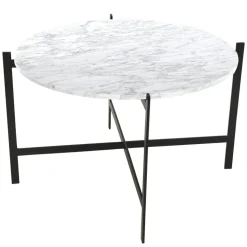 OX Denmarq Soffbord-Deck Large Bord, Svart Underrede, Vit Marmor