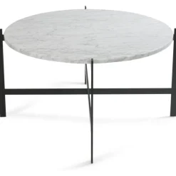 OX Denmarq Soffbord-Deck Large, Marble, White Matt Ø80, Black Frame