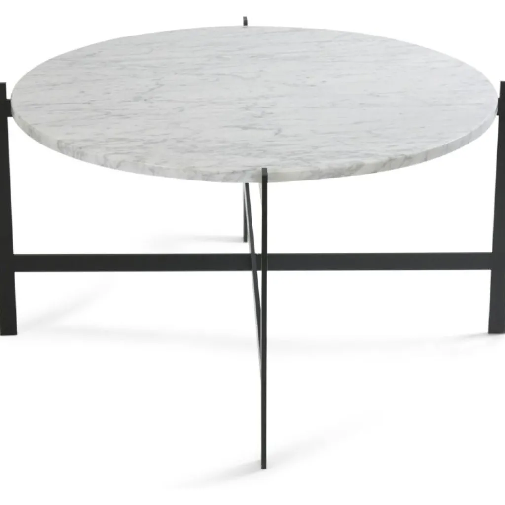 OX Denmarq Soffbord-Deck Large, Marble, White Matt Ø80, Black Frame