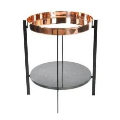 OX Denmarq Sidobord & Avlastningsbord|Soffbord-Deck Sidobord, Underrede, Koppar/Vit Marmor