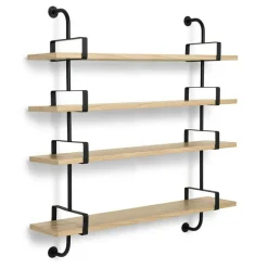 Demon Hylla 4, 155 cm, Svart/Svartbetsad Ask