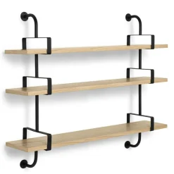 Demon Hylla 3, 155 cm, Svart/Valnöt