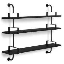 Demon Hylla 3, 155 cm, Svart/Valnöt