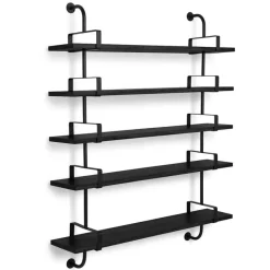 GUBI Vägghyllor-Demon Hylla 5, 155 cm, Svart/Valnöt