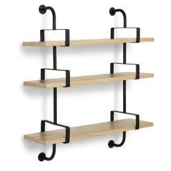 GUBI Vägghyllor-Demon Hylla 3, 95 cm, Svart/Valnöt