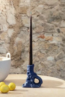 Dito Ljusstake Stengods 11,5x12 cm, Mörkbrun