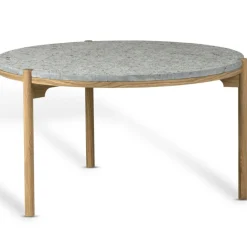 Mavis Soffbord-Dondo Soffbord Ø80 cm, Ek / Hyvlad Kalksten