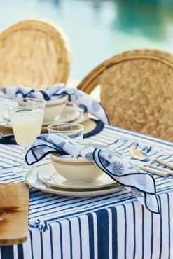 Lexington Dukar & Löpare-Duk 180x180 cm, Vit/Marinblå