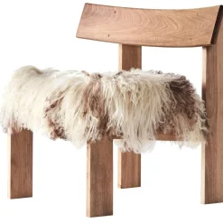 Easy Loungestol, Fårskinn / Valnöt