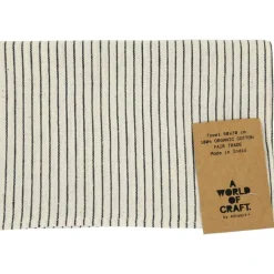 ECO THINSTRIPE Kökshandduk 50x70 cm, Vit/Svart