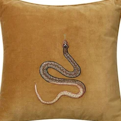 Chhatwal & Jonsson Prydnadskuddar & Fodral-Embroidered Cobra Kuddfodral 50x50 cm, Masala Yellow