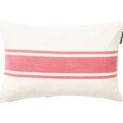 Embroidery Center Striped Linen/Cotton Kudde 40x60 cm, Beige/Off-white