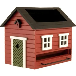 Wildlife Garden Trädgårdstillbehör-Fågelmatare Med Bad, Rött Hus