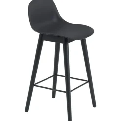 Fiber Barstol Trä Med Ryggstöd 65 cm, Naturvit / Ek