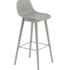 Fiber Barstol Trä Med Ryggstöd 65 cm, Naturvit / Ek