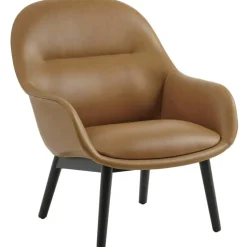 Fiber Fåtölj, Refine Konjak Läder / Svart