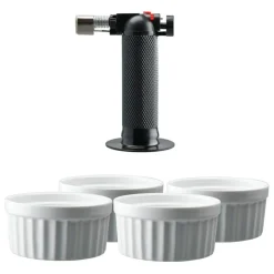 Fire Bruléebrännare Set, Vit/Svart