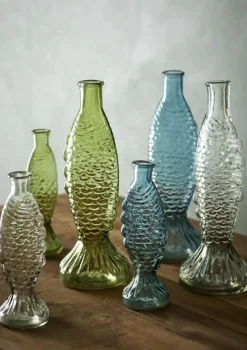 Fish Glasvas 30 cm, Blå