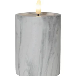 Star Trading Led-Ljus-Flamme LED Blockljus Marmor, 7,5 cm
