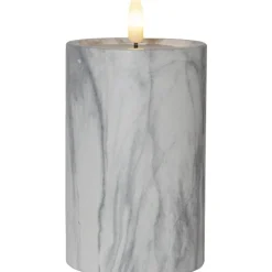 Star Trading Led-Ljus-Flamme LED Blockljus Marmor, 7,5 cm
