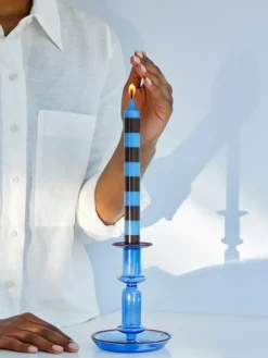 HAY Ljuslyktor-Flare Stripe Ljusstake, Rosa / Vit