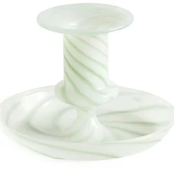 Flare Stripe Milk Ljusstake 7,5 cm Grön