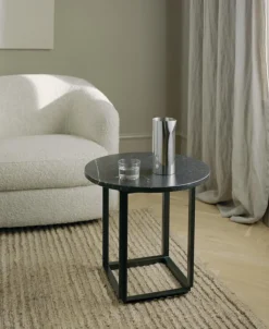 Florence Sidobord 50 cm, Grå Marmor / Svart